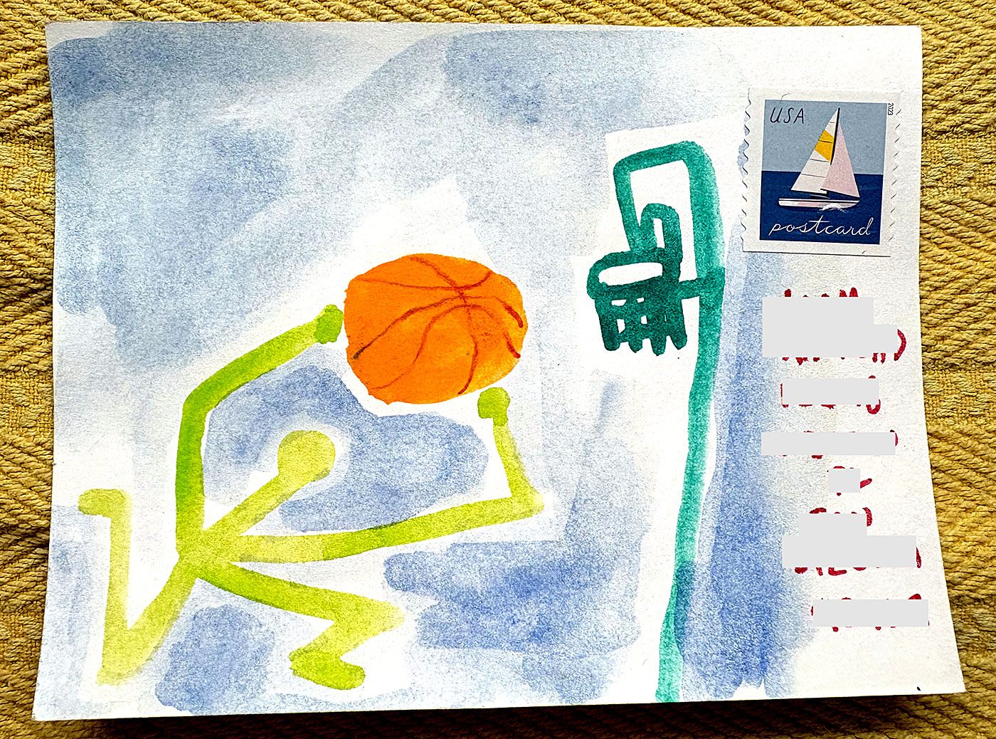 Postcard drawing sent to send cheer