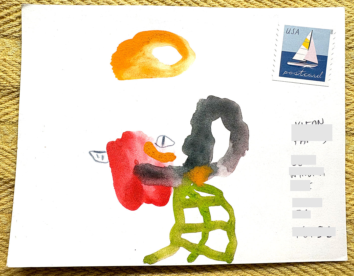 Postcard drawing sent to send cheer