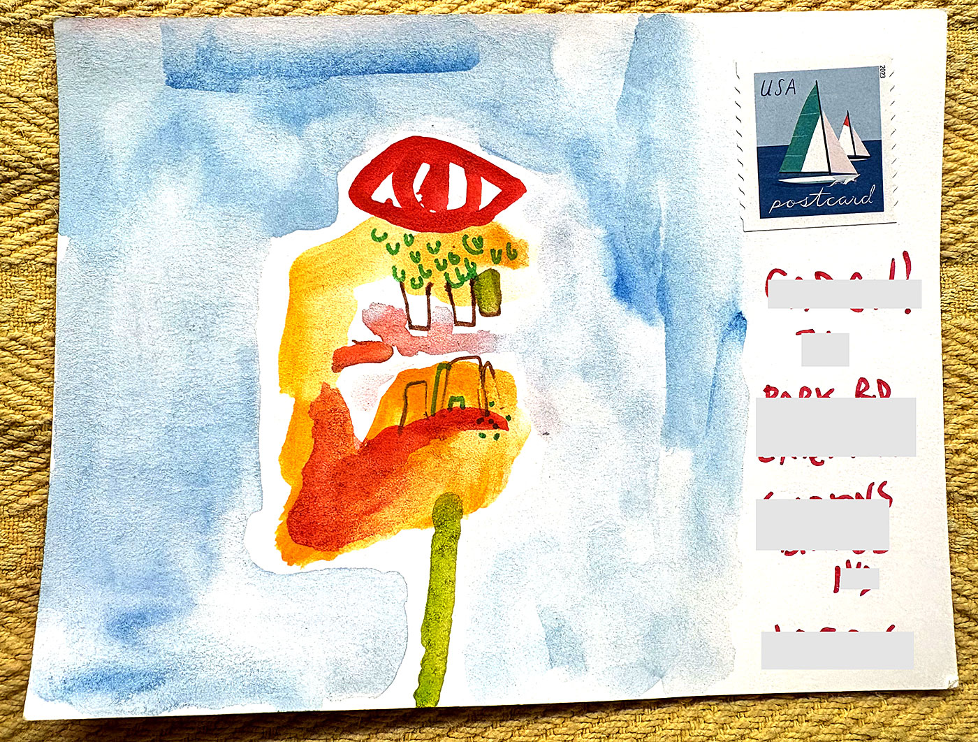Postcard drawing sent to send cheer