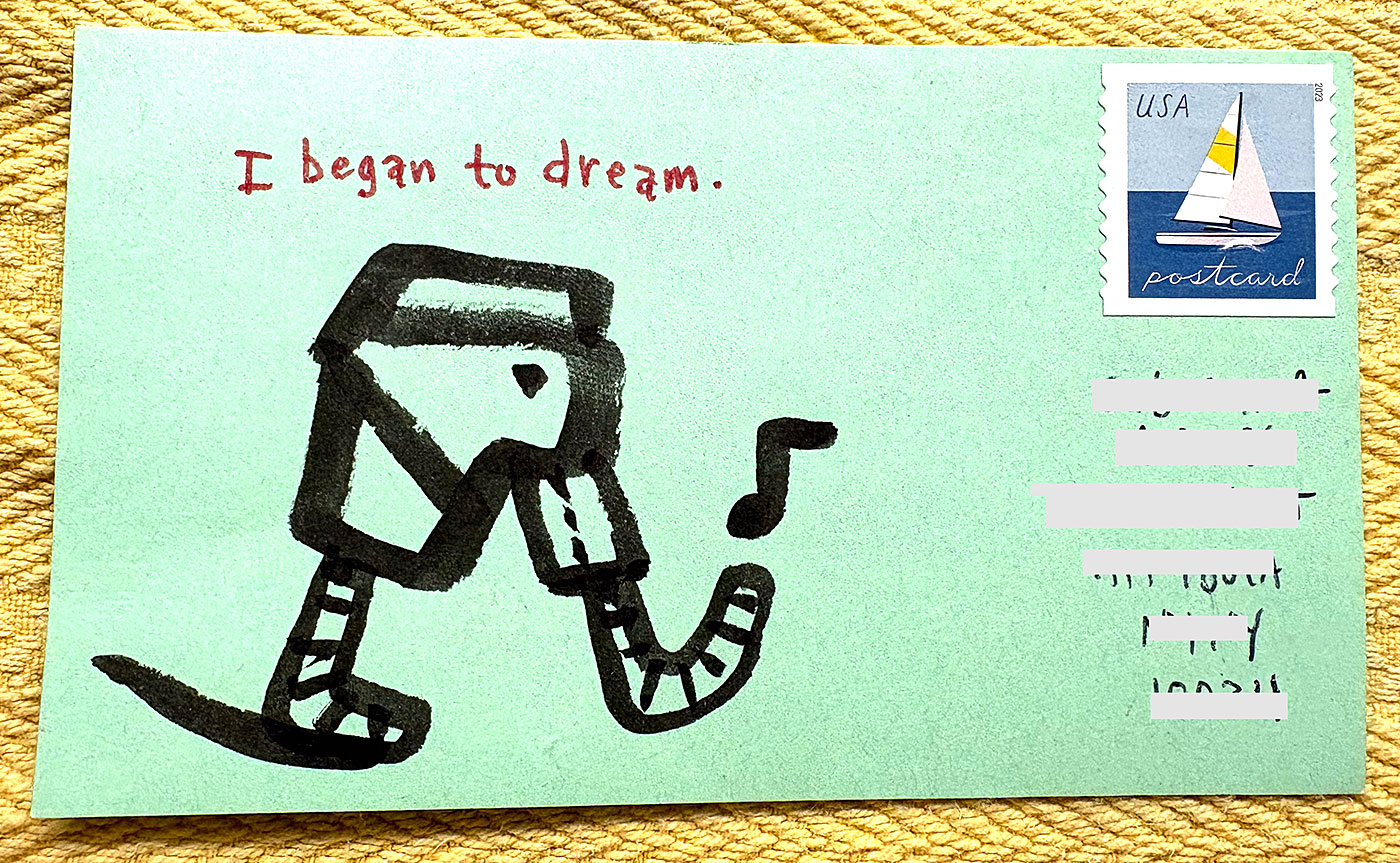 Postcard drawing sent to send cheer