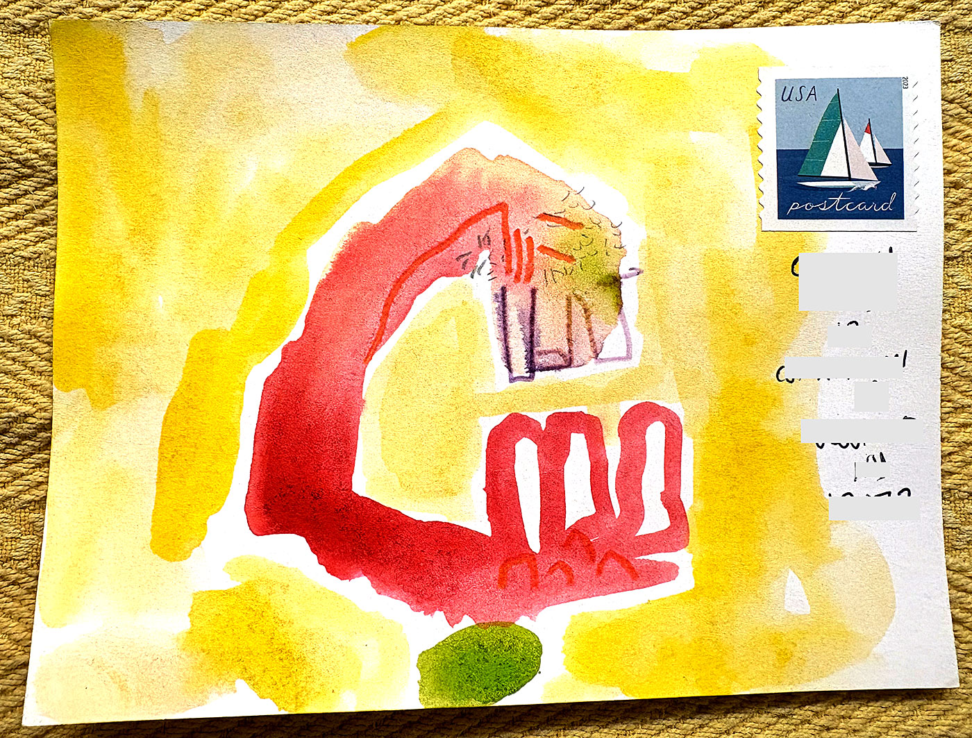 Postcard drawing sent to send cheer