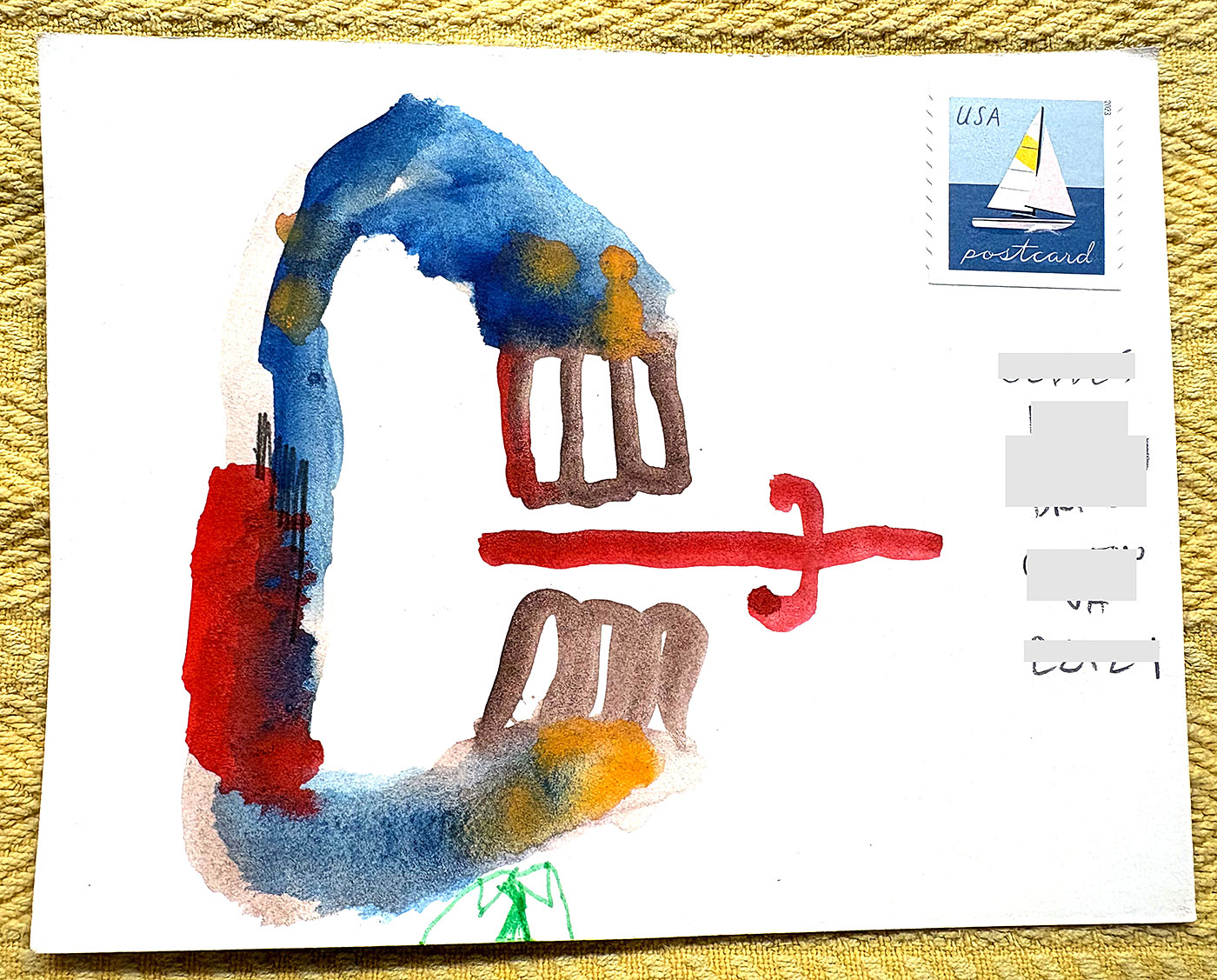 Postcard drawing sent to send cheer