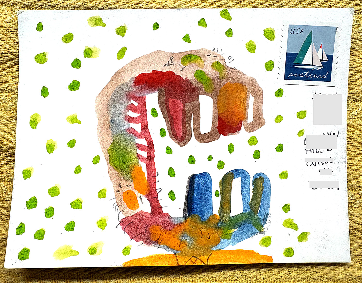 Postcard drawing sent to send cheer