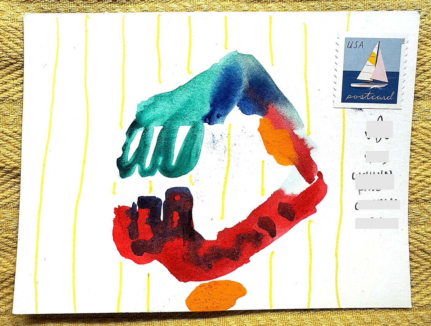 Postcard drawing sent to send cheer