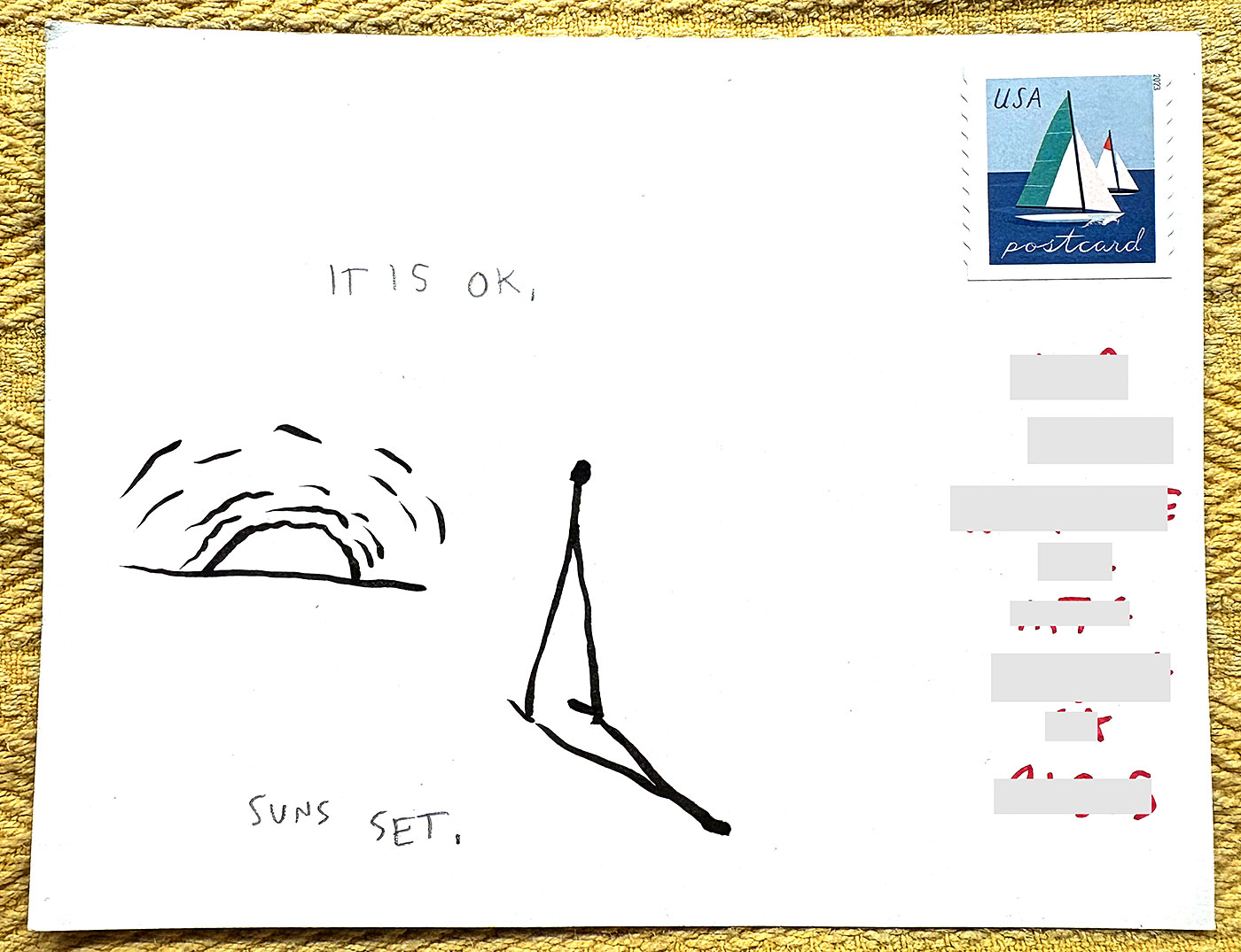 Postcard drawing sent to send cheer