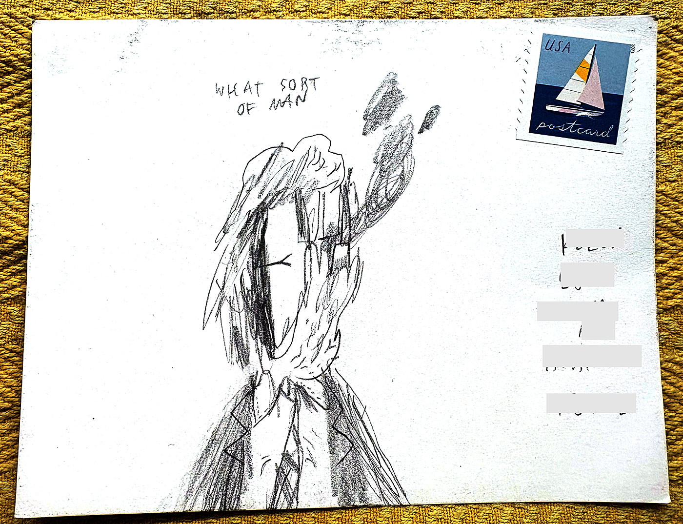Postcard drawing sent to send cheer