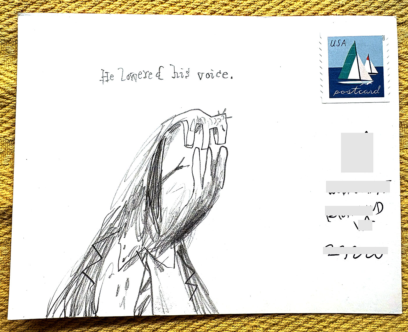 Postcard drawing sent to send cheer