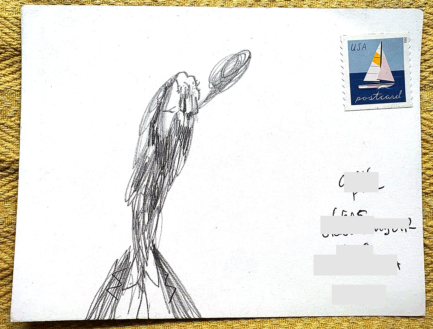 Postcard drawing sent to send cheer