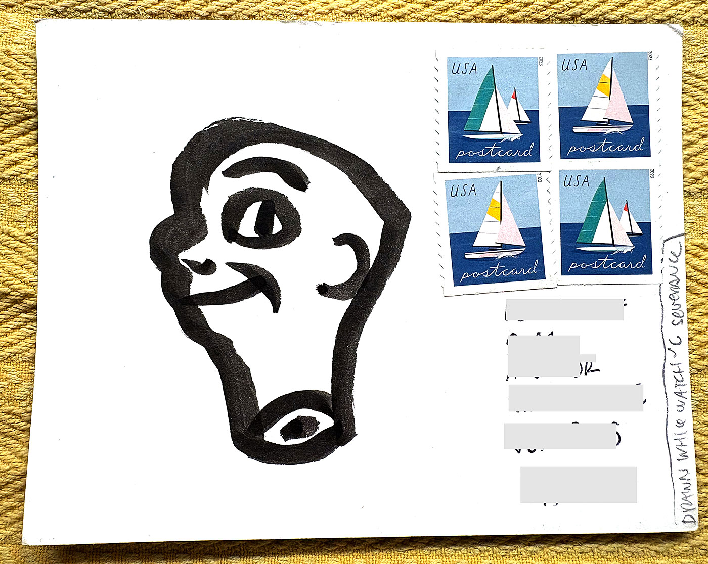 Postcard drawing sent to send cheer