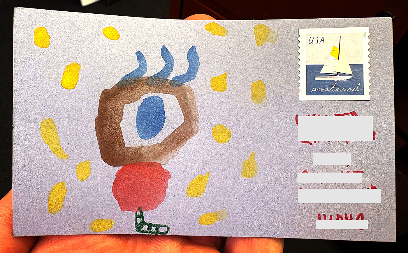 Postcard drawing sent to send cheer