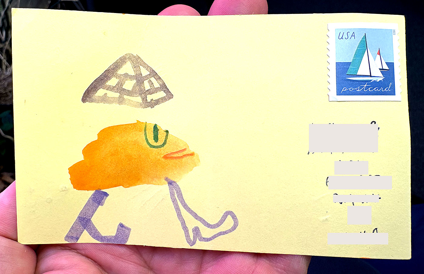 Postcard drawing sent to send cheer