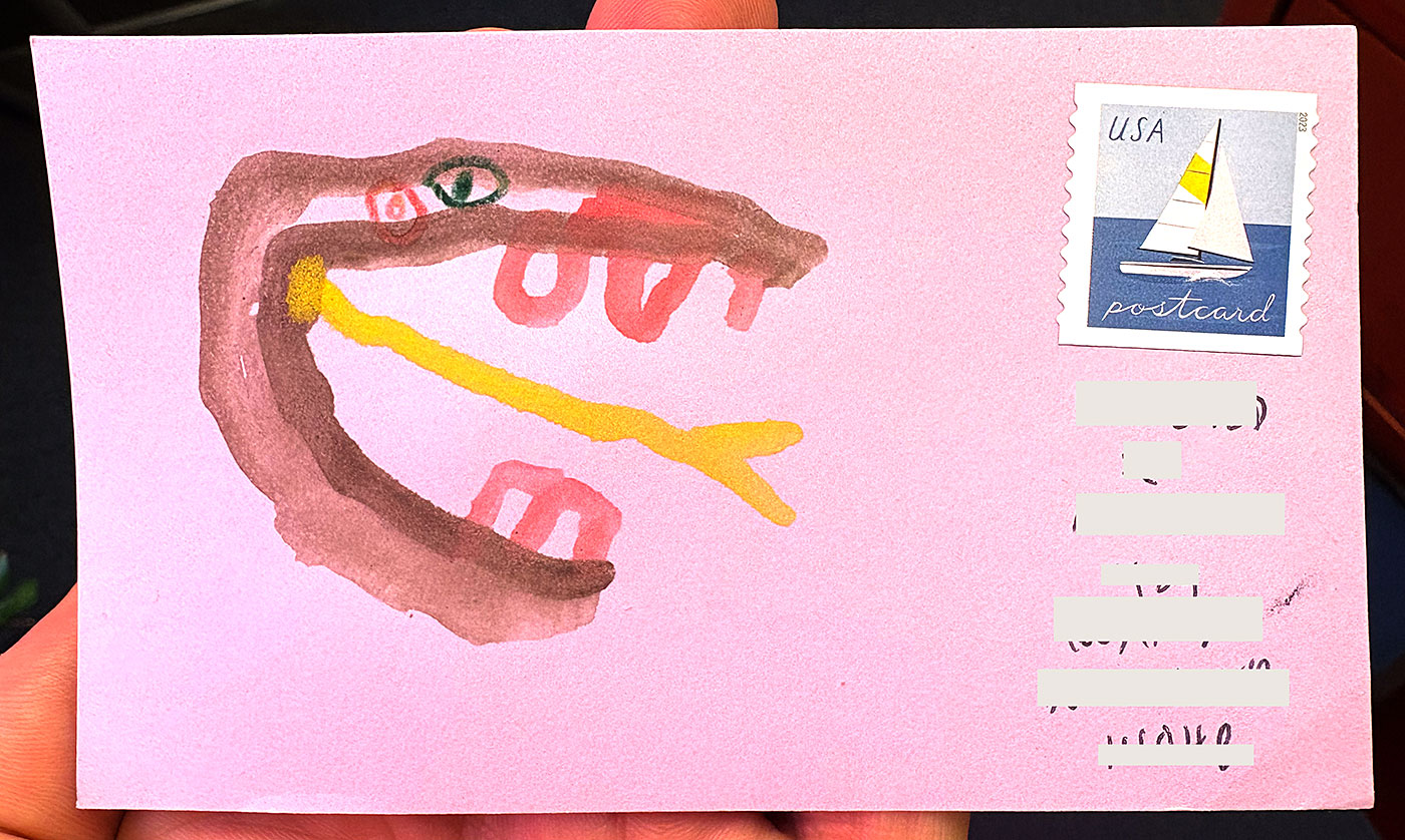 Postcard drawing sent to send cheer