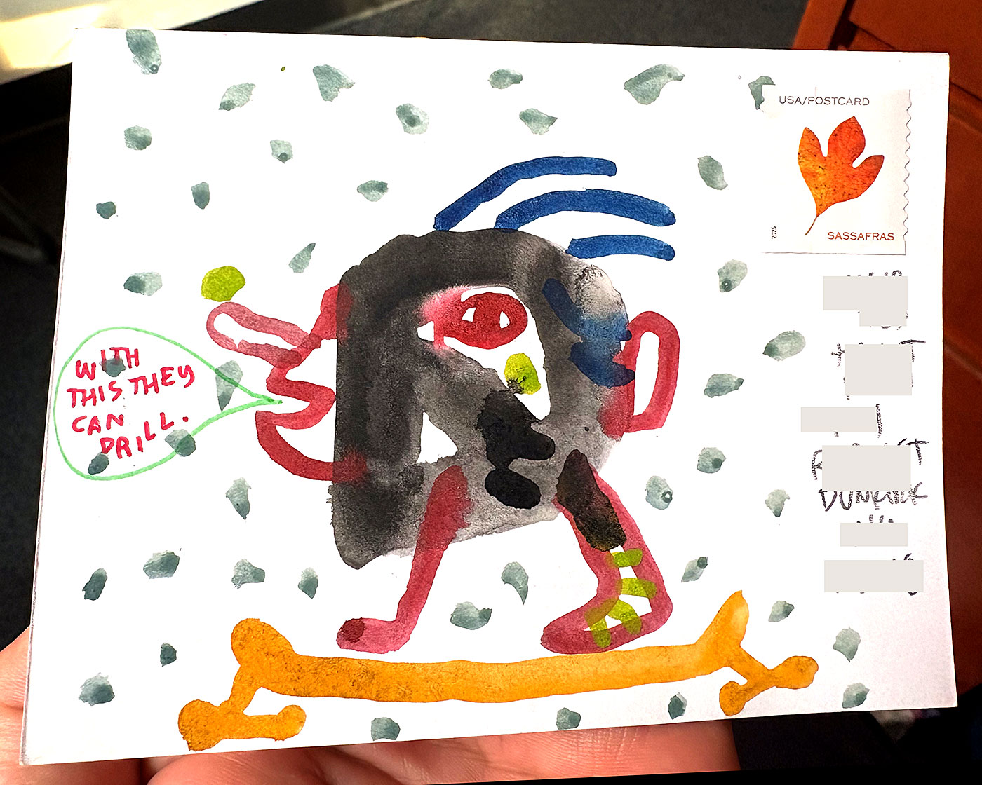 Postcard drawing sent to send cheer