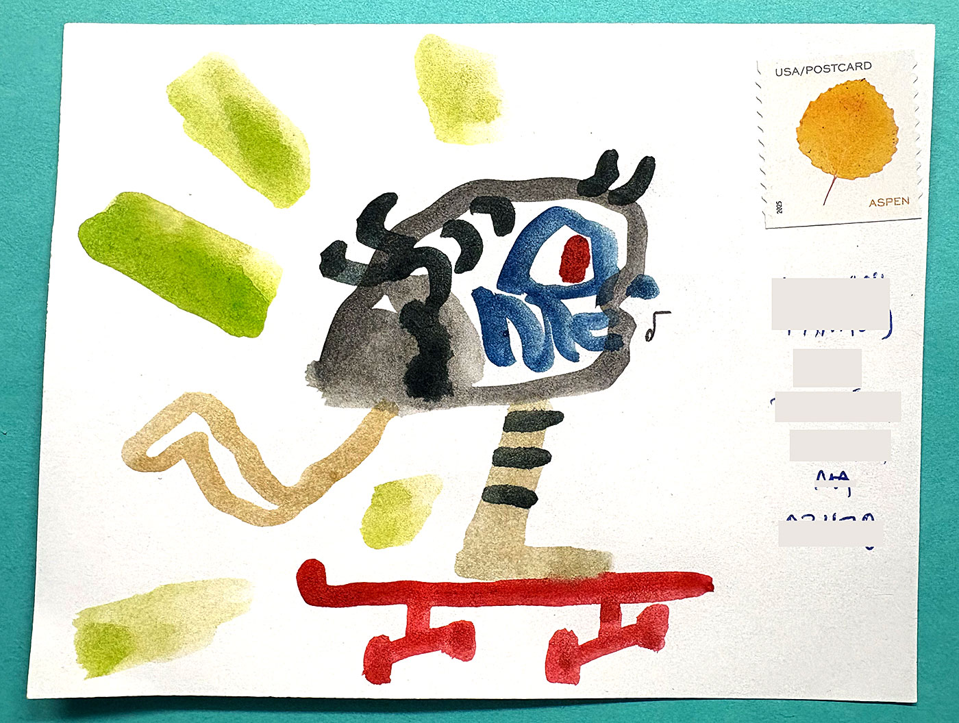 Postcard drawing sent to send cheer