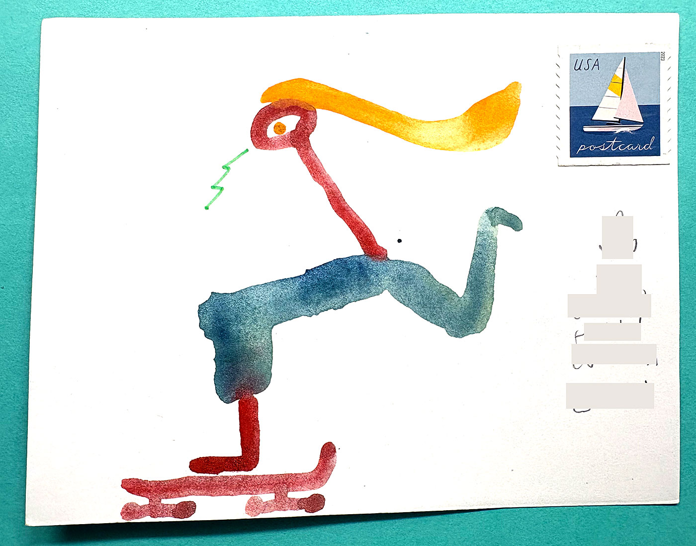 Postcard drawing sent to send cheer