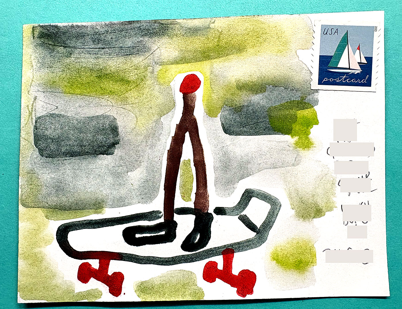 Postcard drawing sent to send cheer