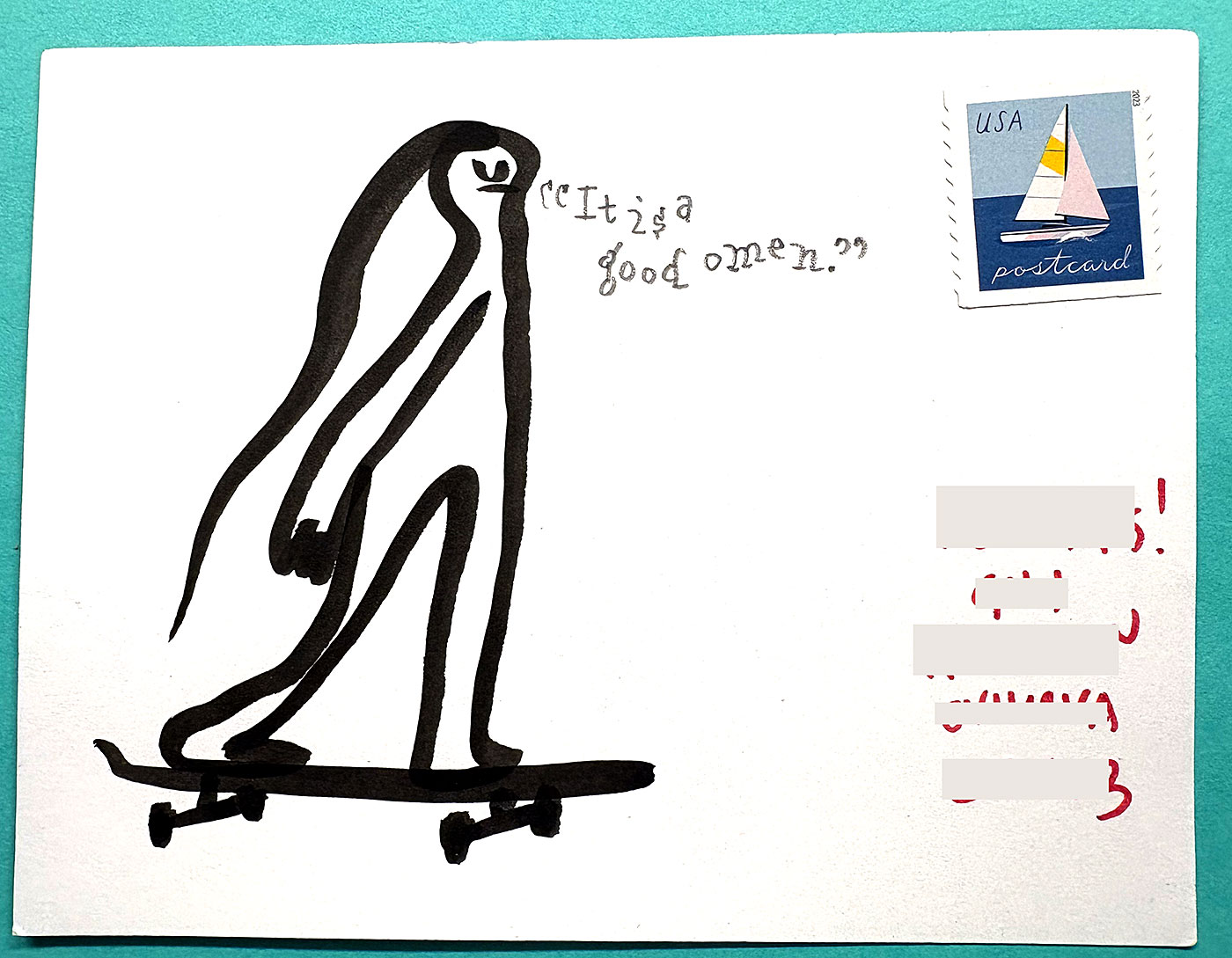 Postcard drawing sent to send cheer