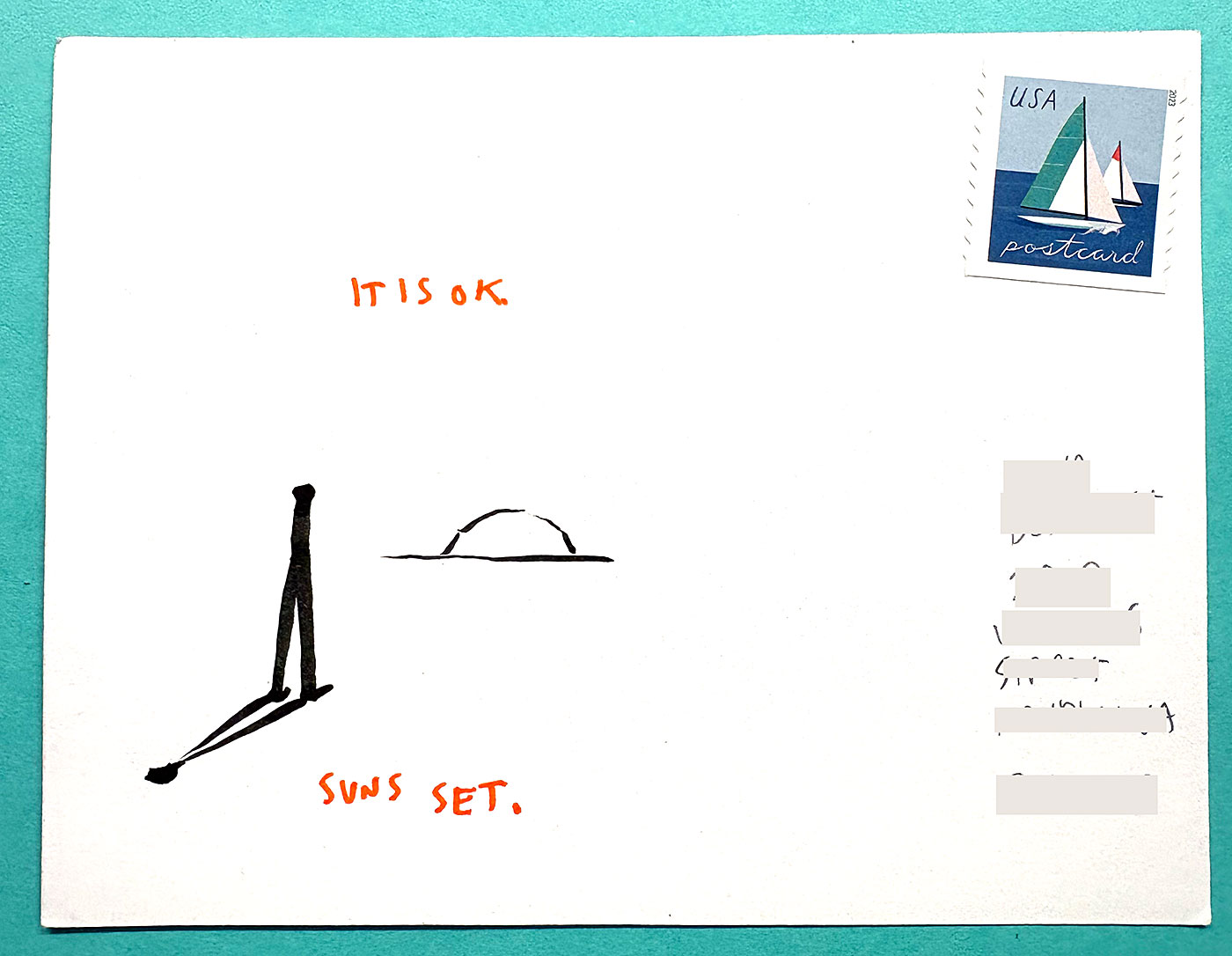 Postcard drawing sent to send cheer