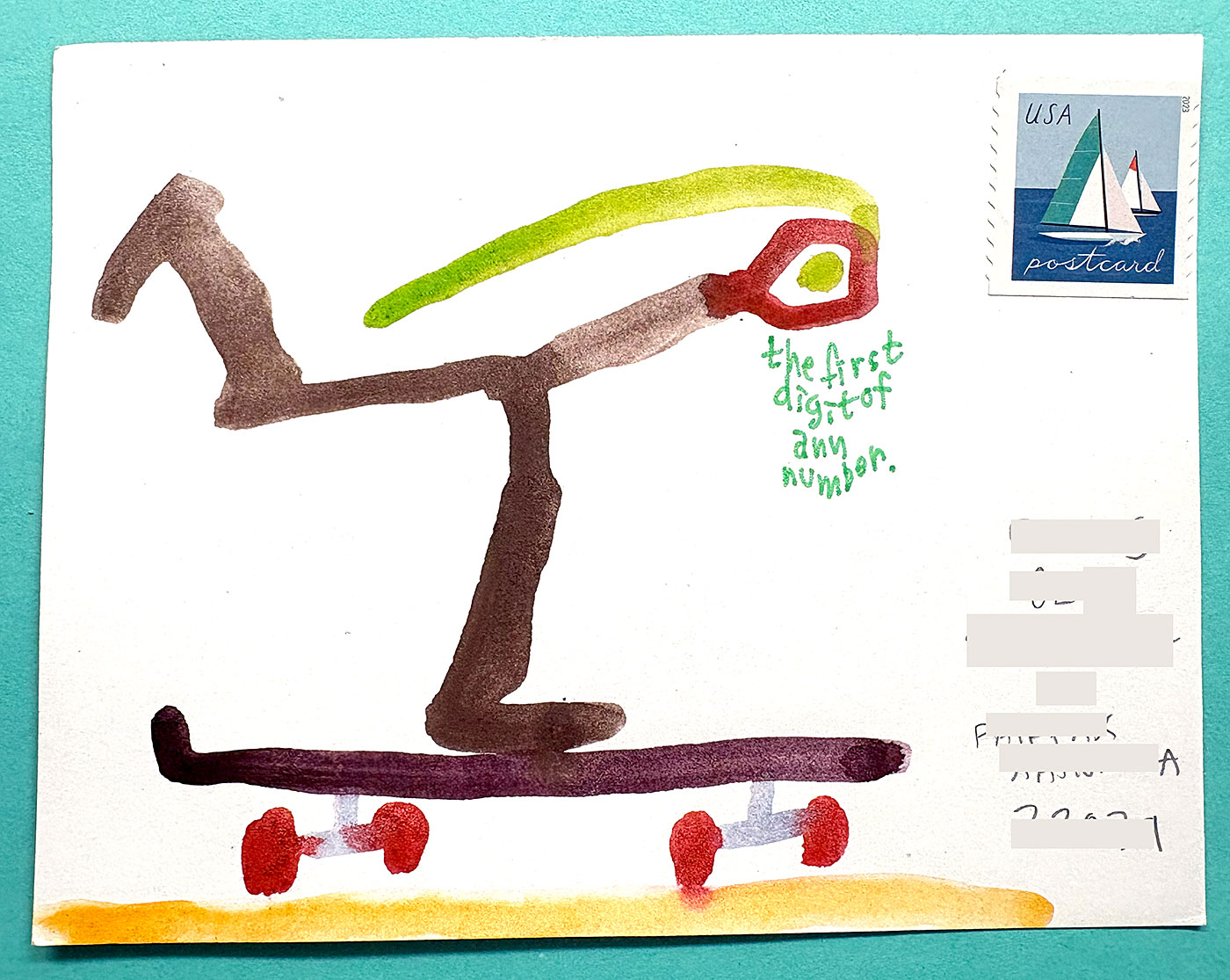 Postcard drawing sent to send cheer
