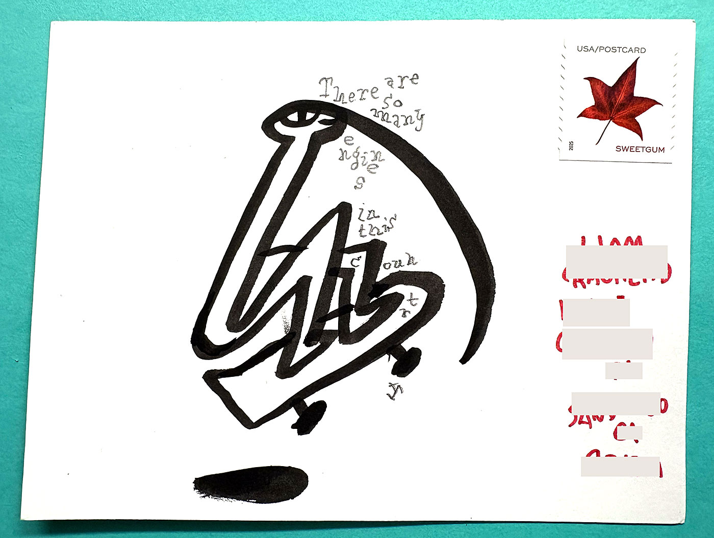 Postcard drawing sent to send cheer