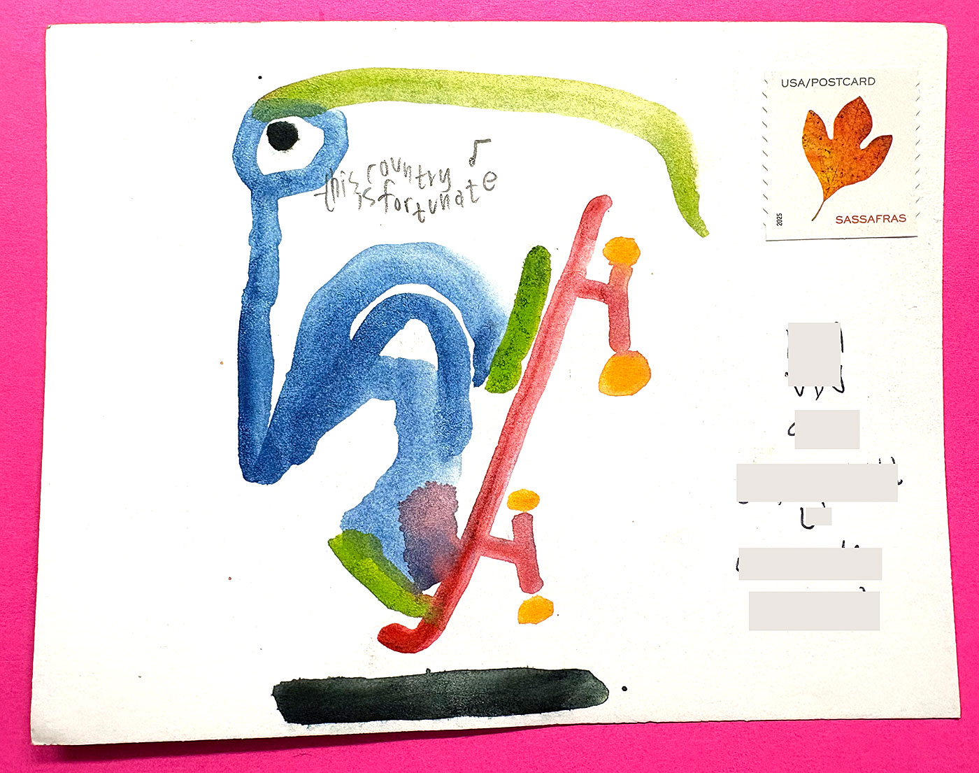 Postcard drawing sent to send cheer