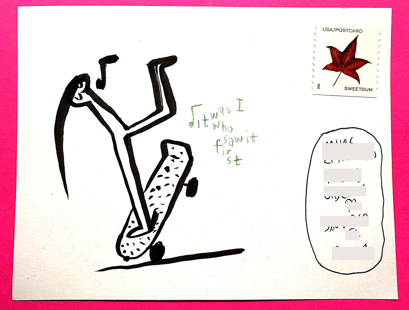 Postcard drawing sent to send cheer
