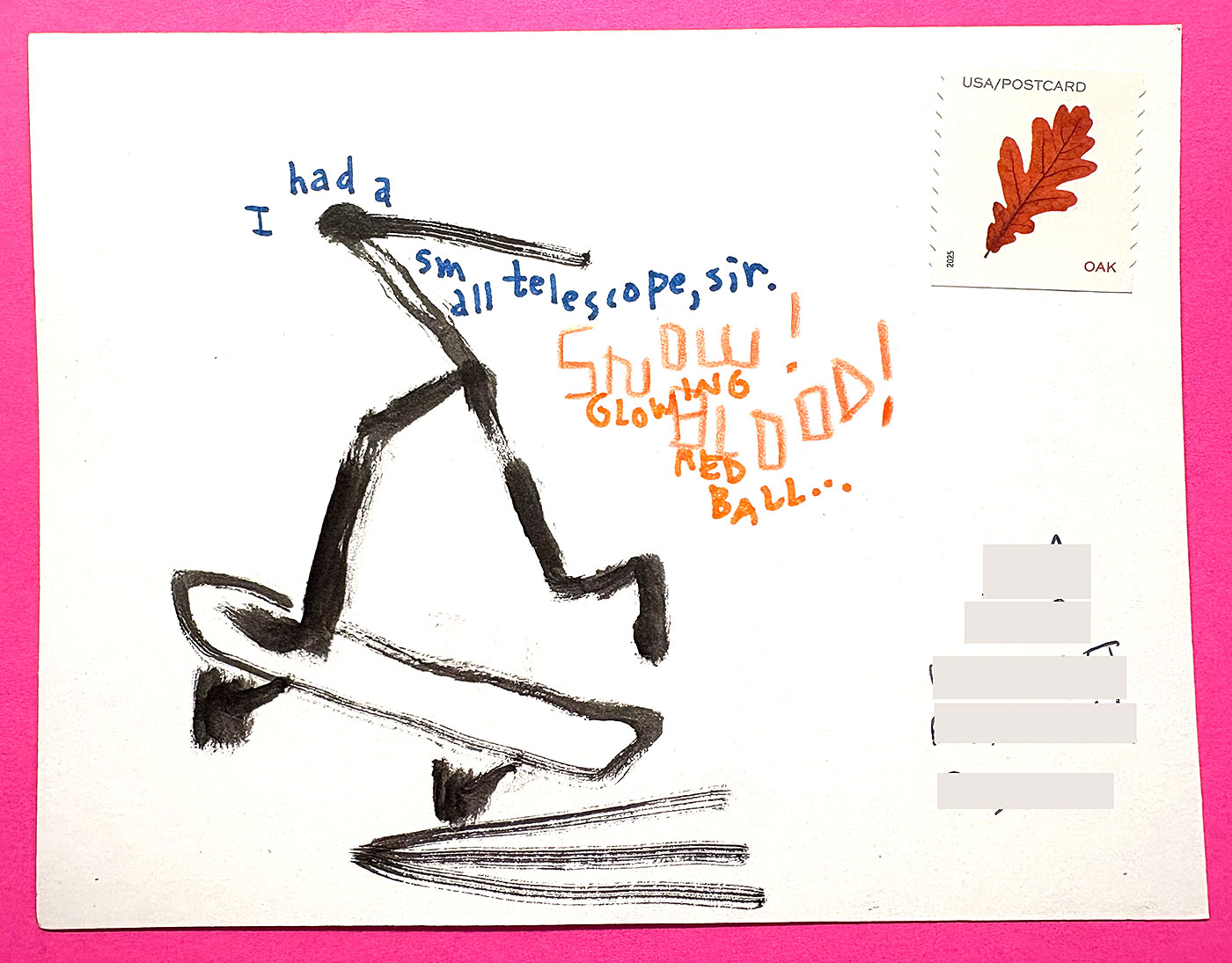 Postcard drawing sent to send cheer