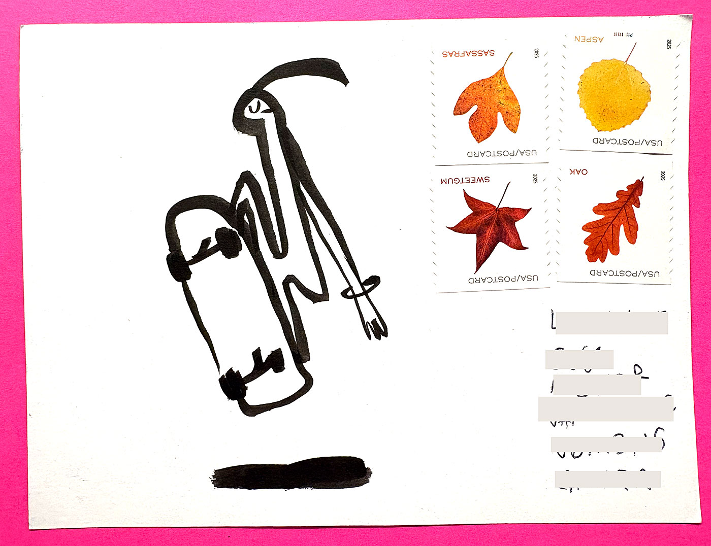 Postcard drawing sent to send cheer