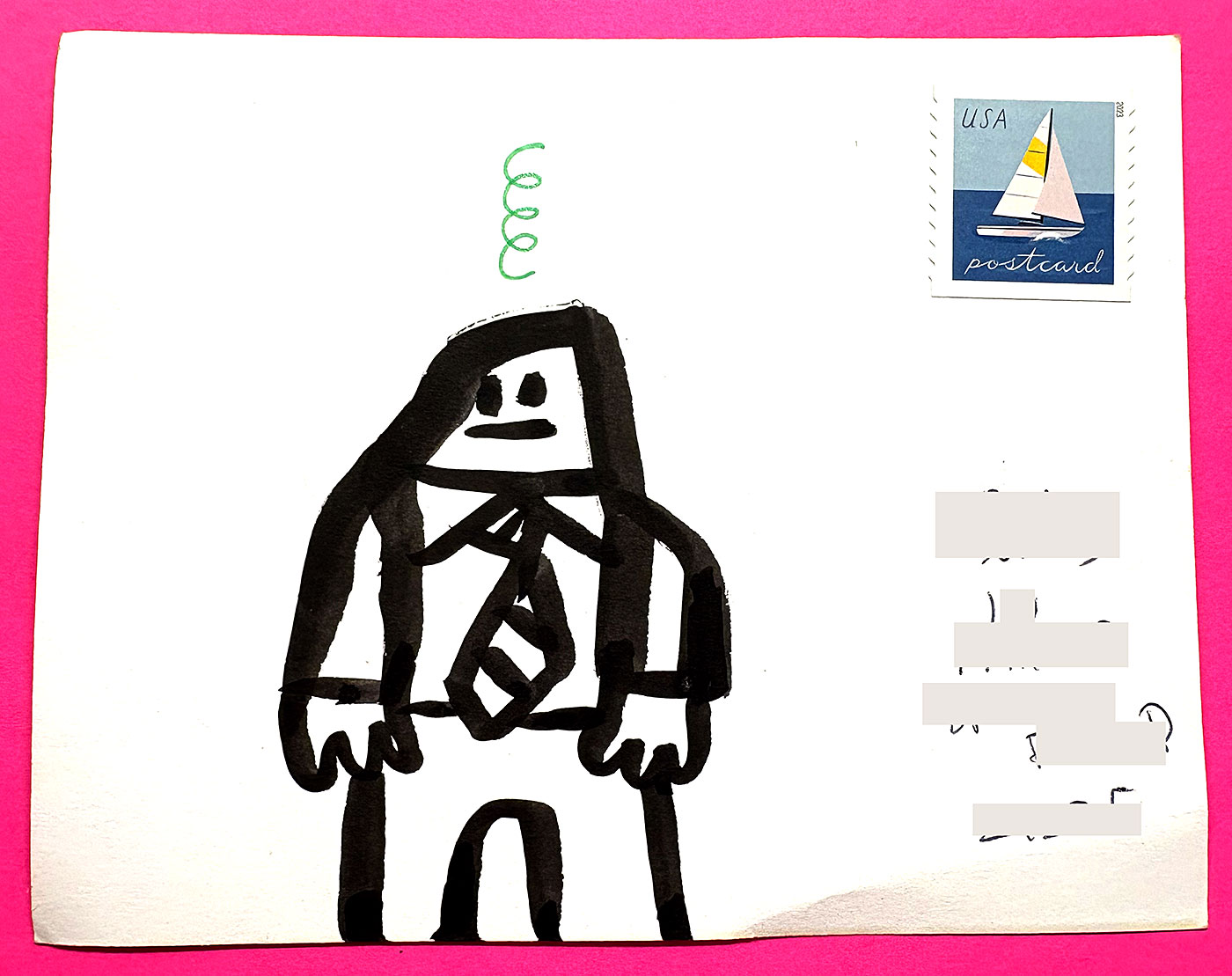 Postcard drawing sent to send cheer
