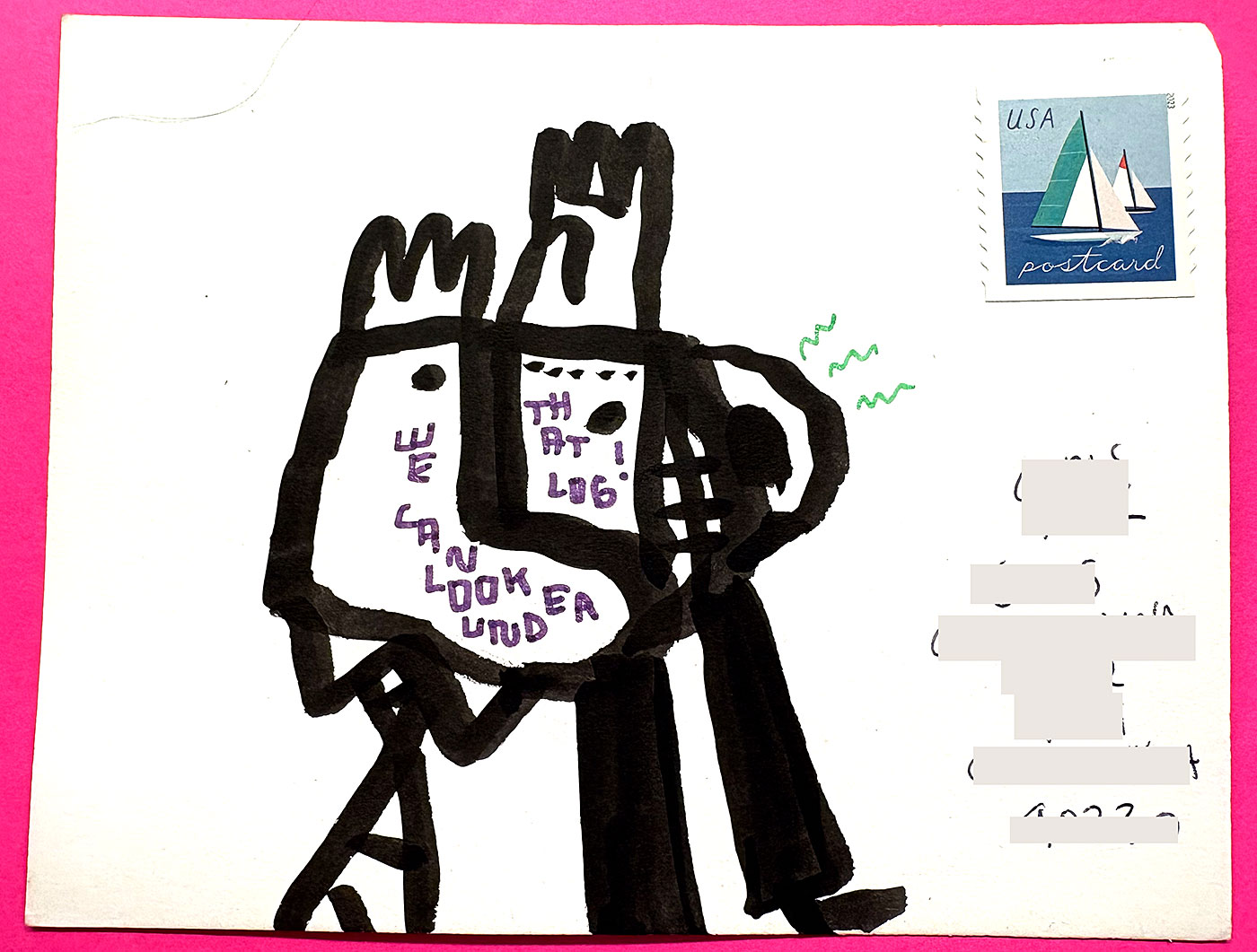 Postcard drawing sent to send cheer