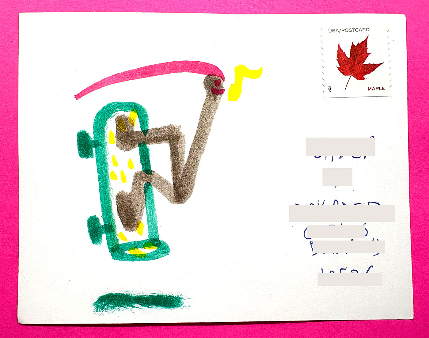 Postcard drawing sent to send cheer
