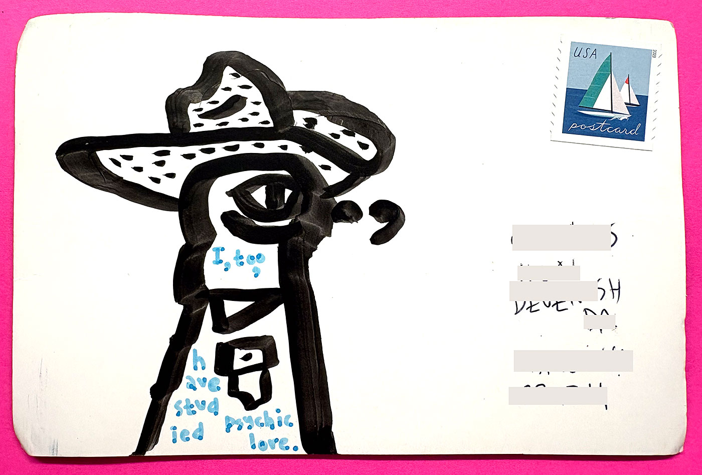 Postcard drawing sent to send cheer