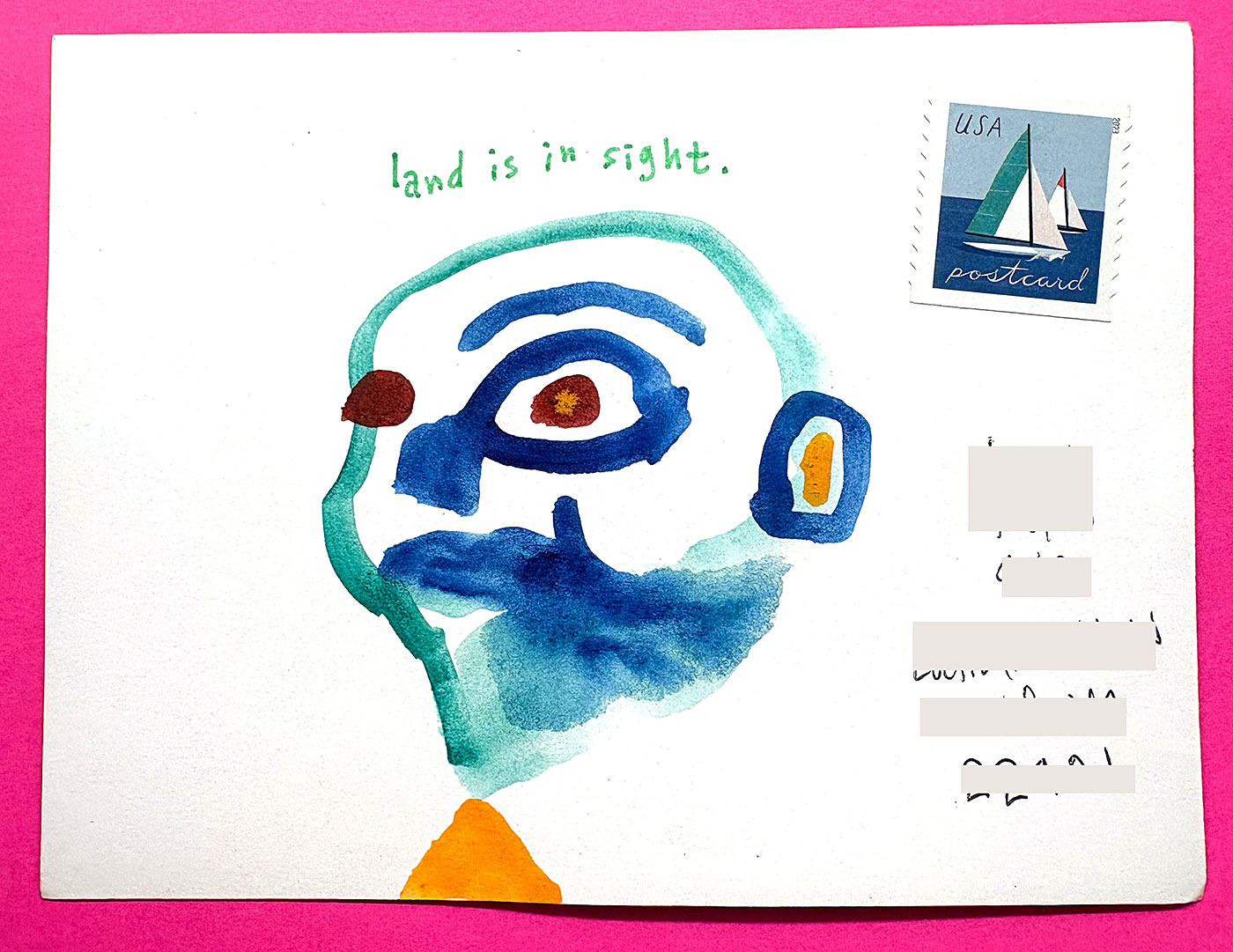 Postcard drawing sent to send cheer