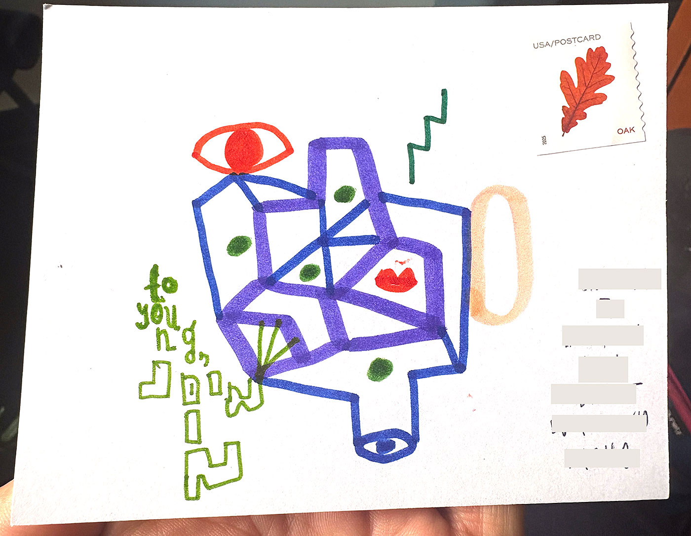Postcard drawing sent to send cheer