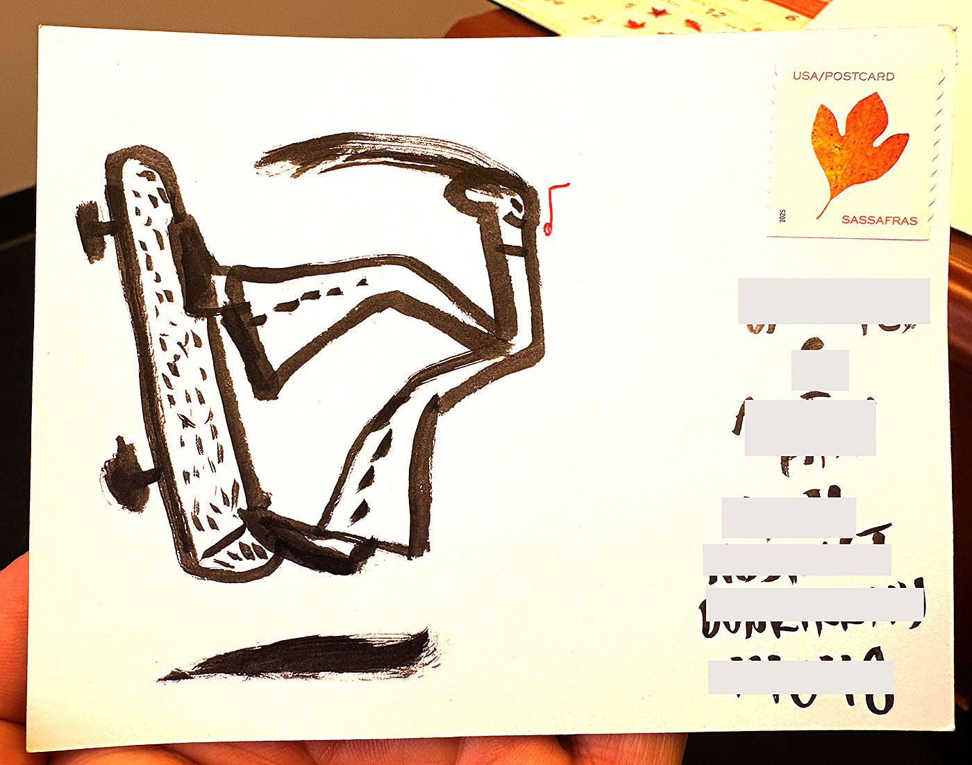 Postcard drawing sent to send cheer