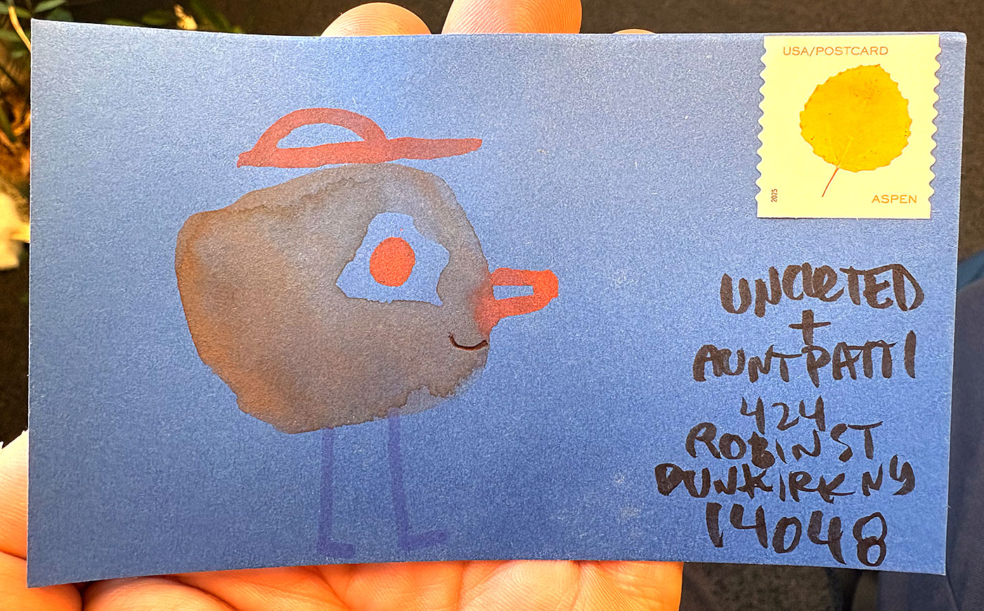 Postcard drawing sent to send cheer