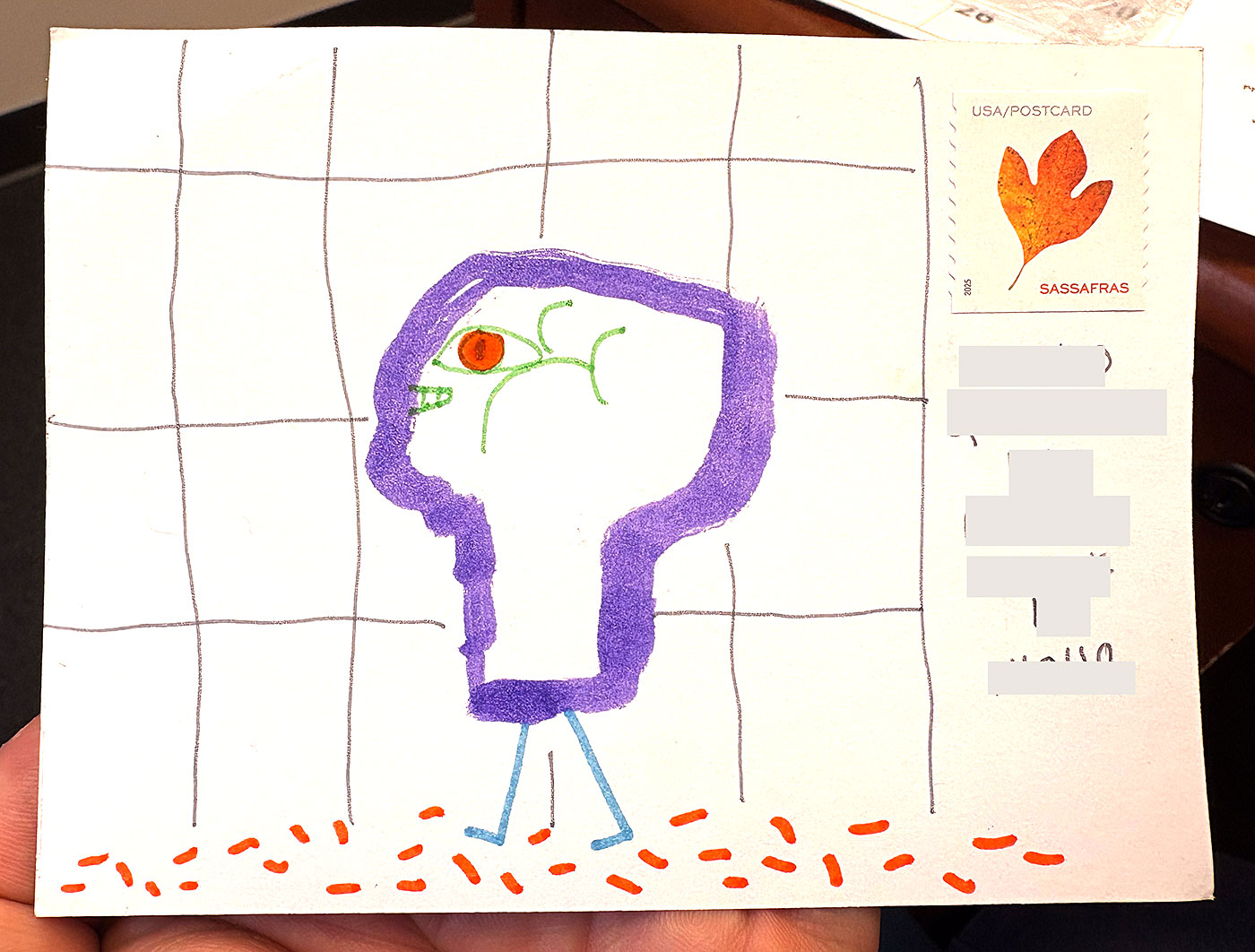 Postcard drawing sent to send cheer