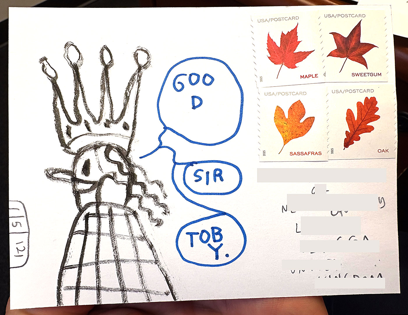 Postcard drawing sent to send cheer