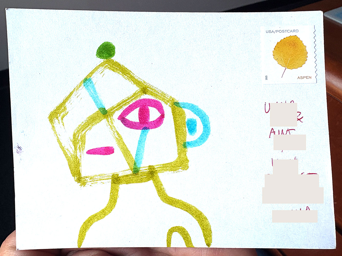 Postcard drawing sent to send cheer
