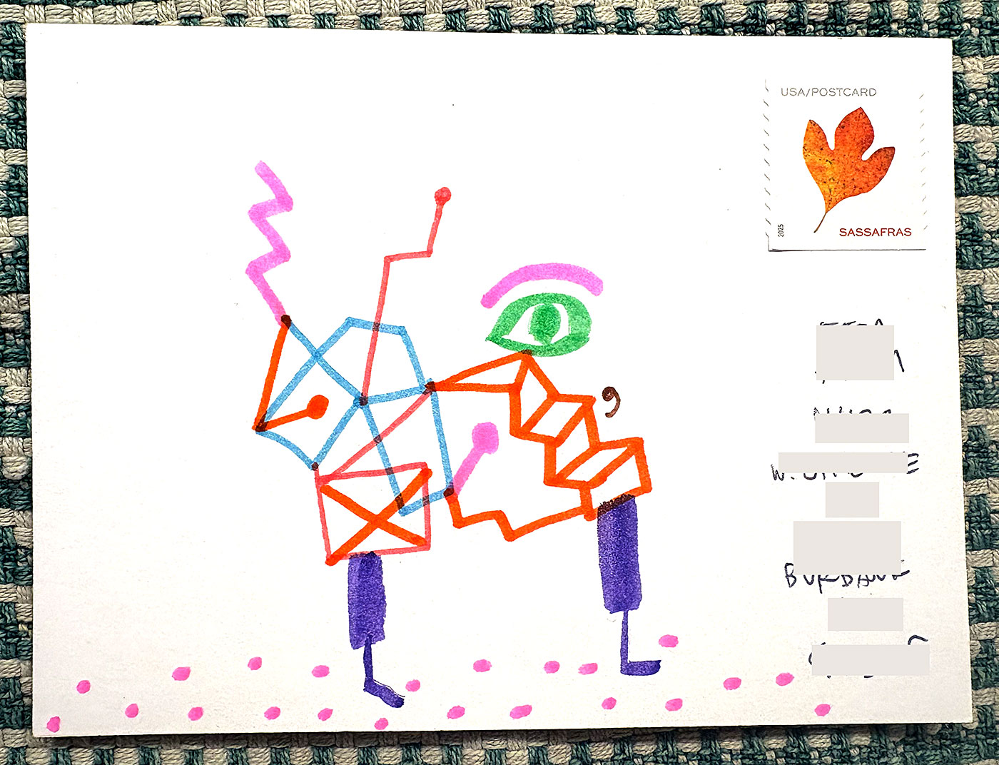 Postcard drawing sent to send cheer