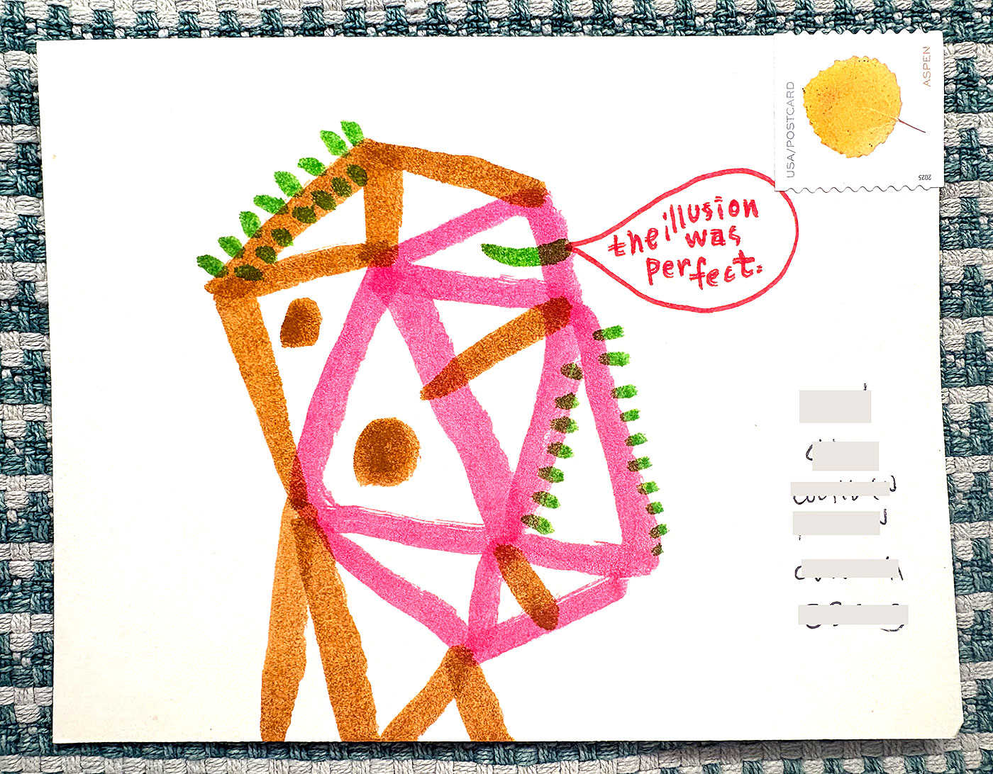 Postcard drawing sent to send cheer