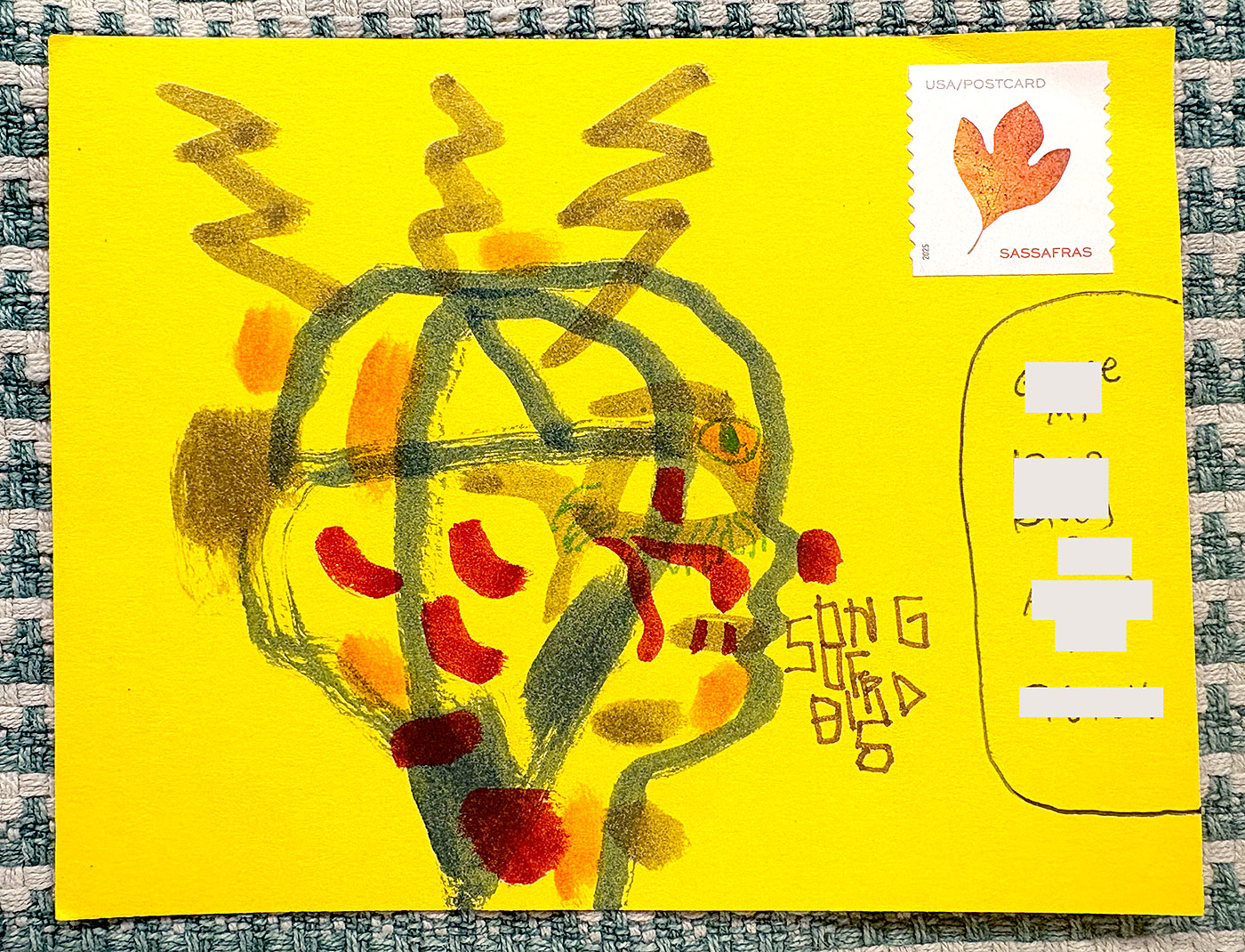Postcard drawing sent to send cheer