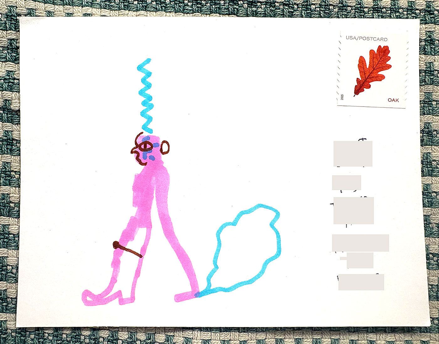 Postcard drawing sent to send cheer