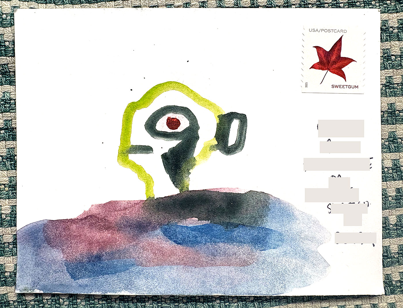 Postcard drawing sent to send cheer
