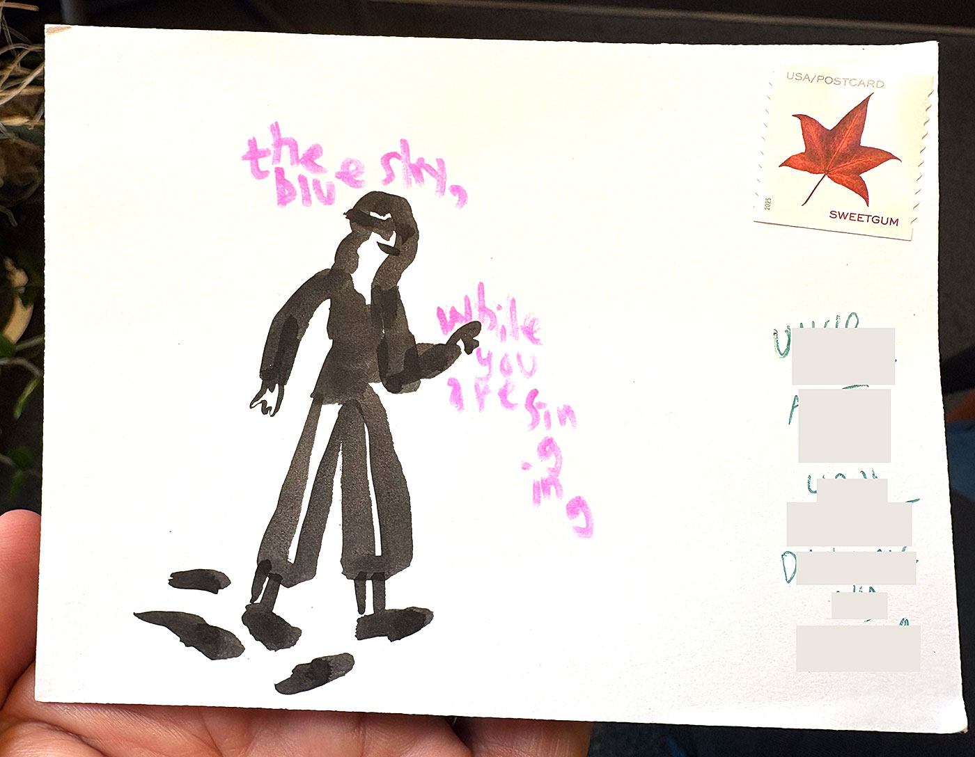 Postcard drawing sent to send cheer