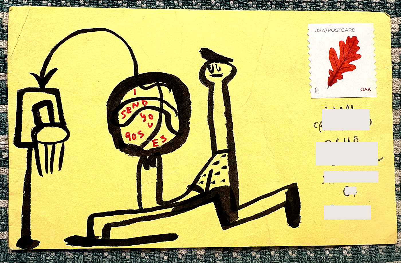 Postcard drawing sent to send cheer