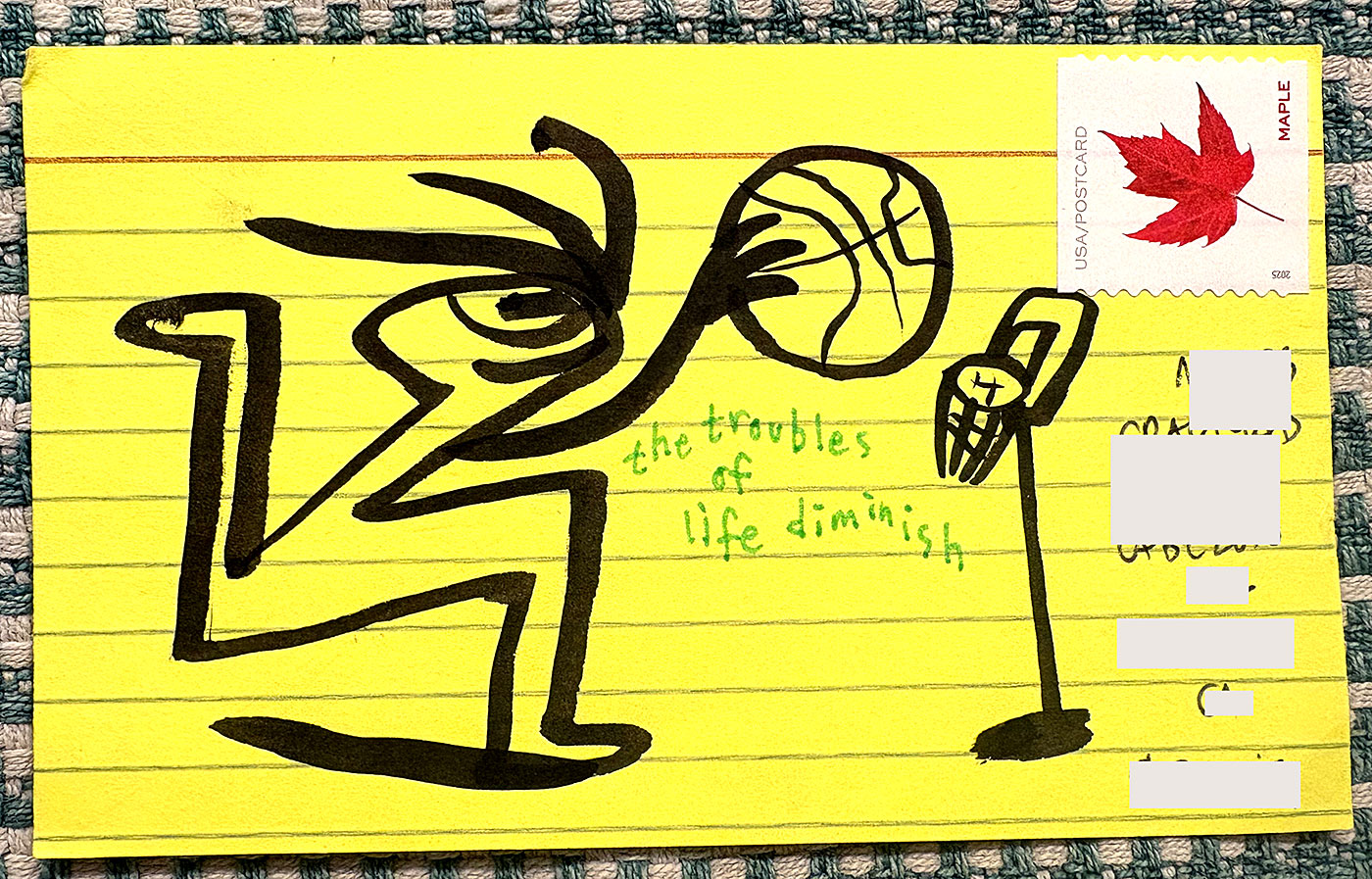 Postcard drawing sent to send cheer