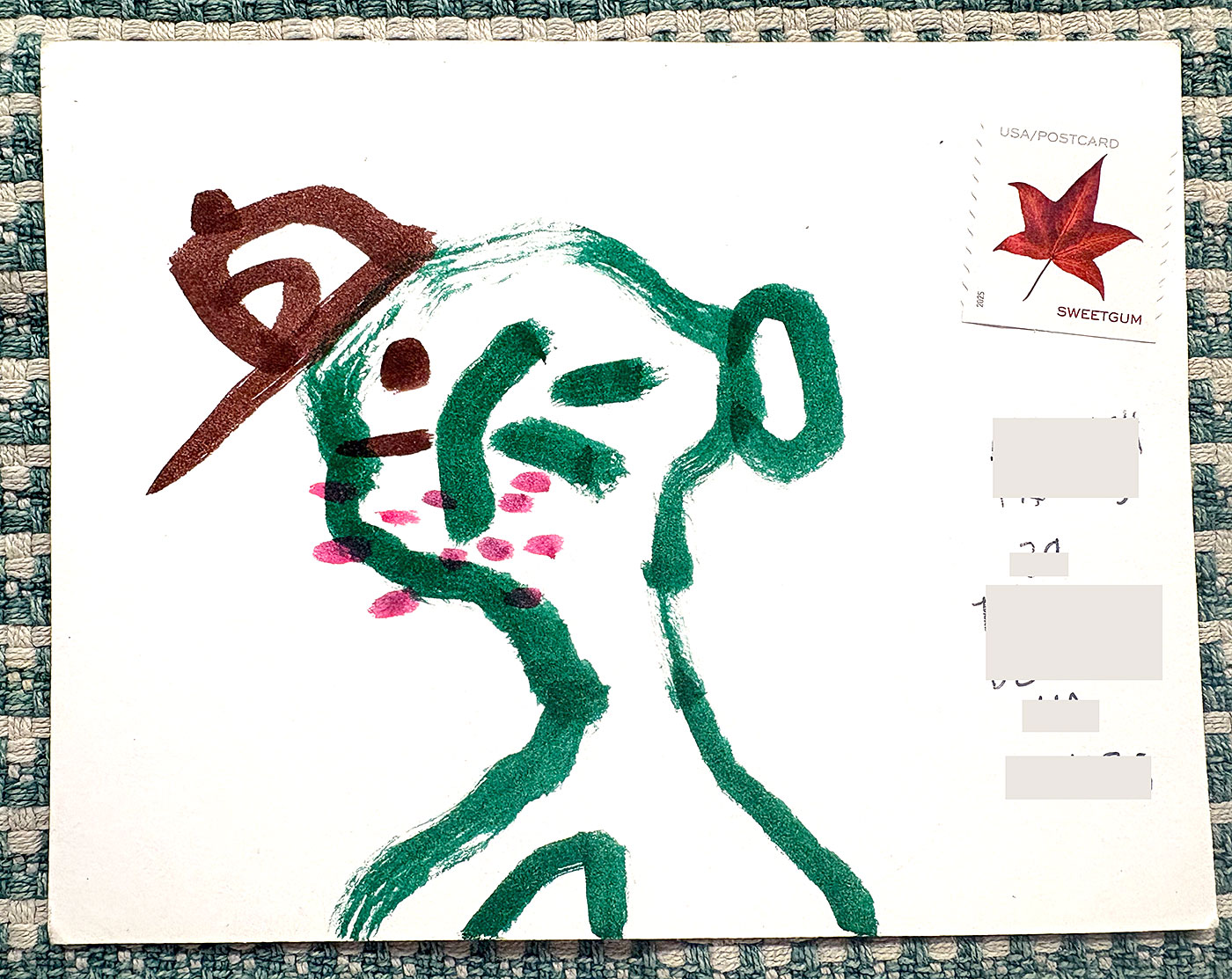 Postcard drawing sent to send cheer