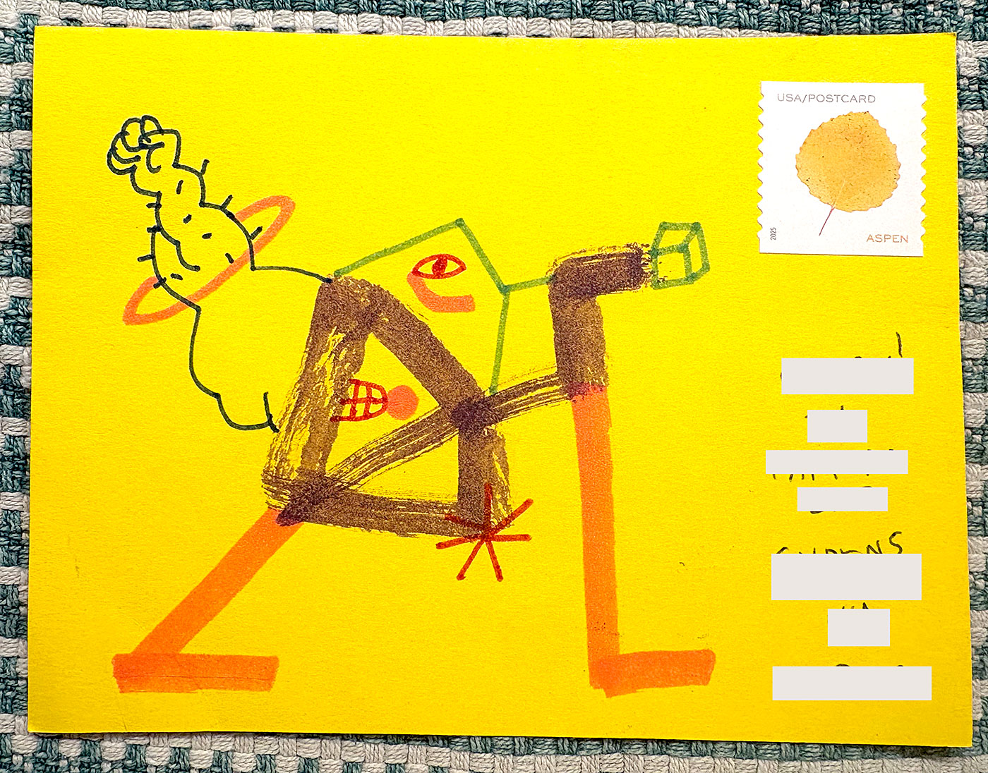 Postcard drawing sent to send cheer