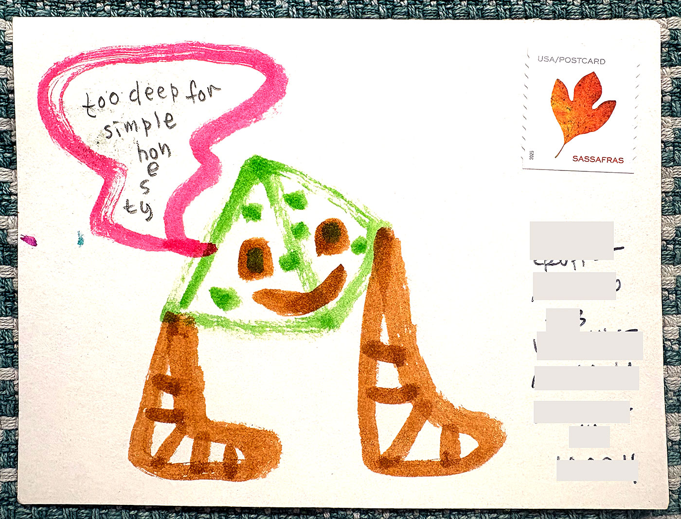 Postcard drawing sent to send cheer